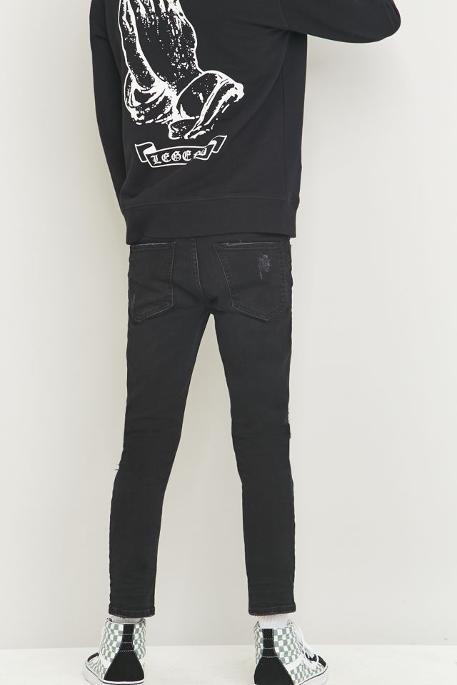 Loom Reed Black Ripped Cropped Stretch Skinny Jeans | Urban Outfitters UK