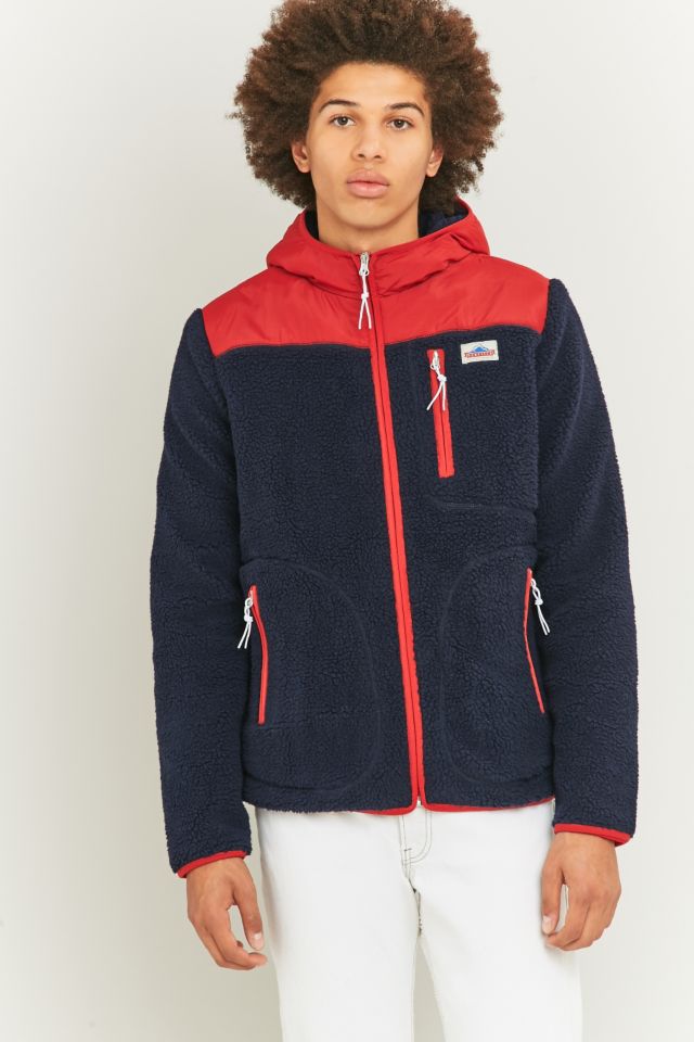 Penfield Carson Navy and Red Hooded Fleece Jacket