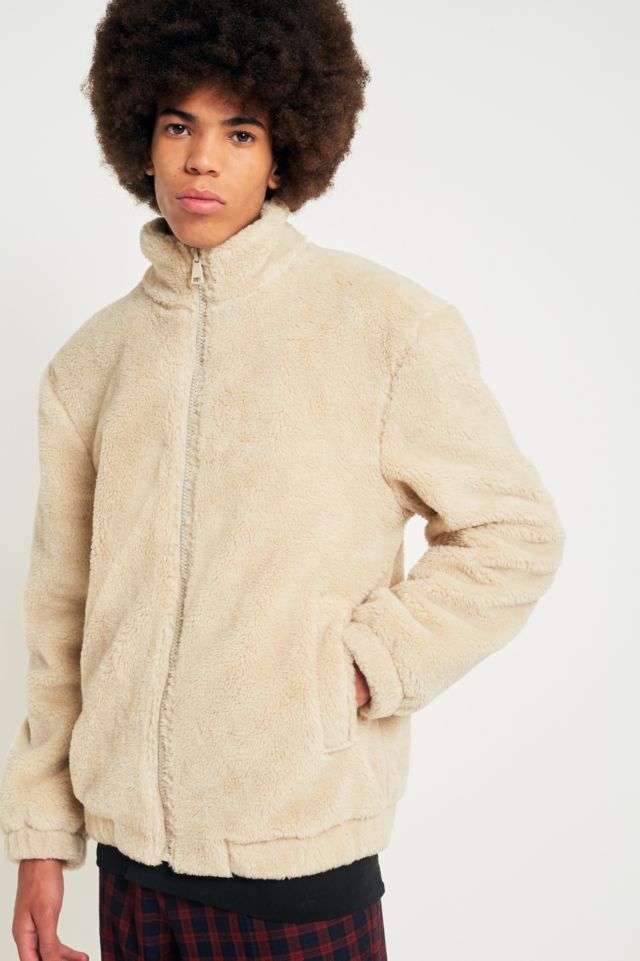 Loom Ecru Borg Track Jacket | Urban Outfitters UK