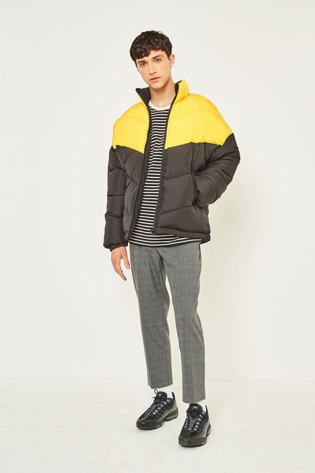 Loom Black and Yellow Chevron Puffer Jacket #1