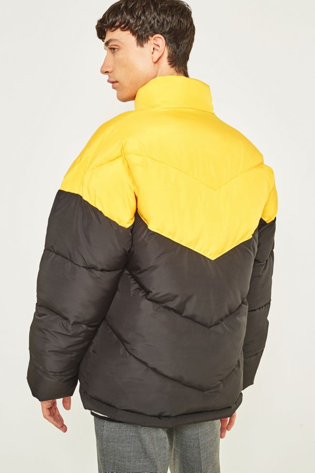 Loom Black and Yellow Chevron Puffer Jacket #3