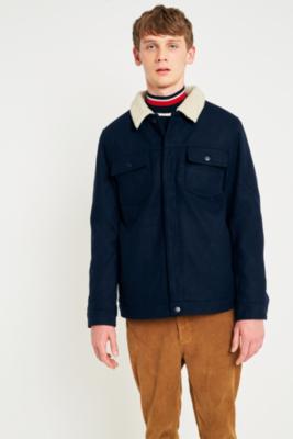 navy blue sherpa coat