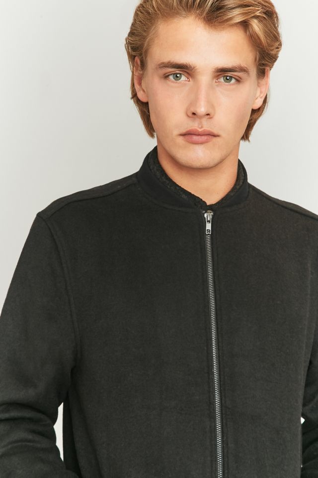Native North Black Wool Longline Bomber Jacket #2