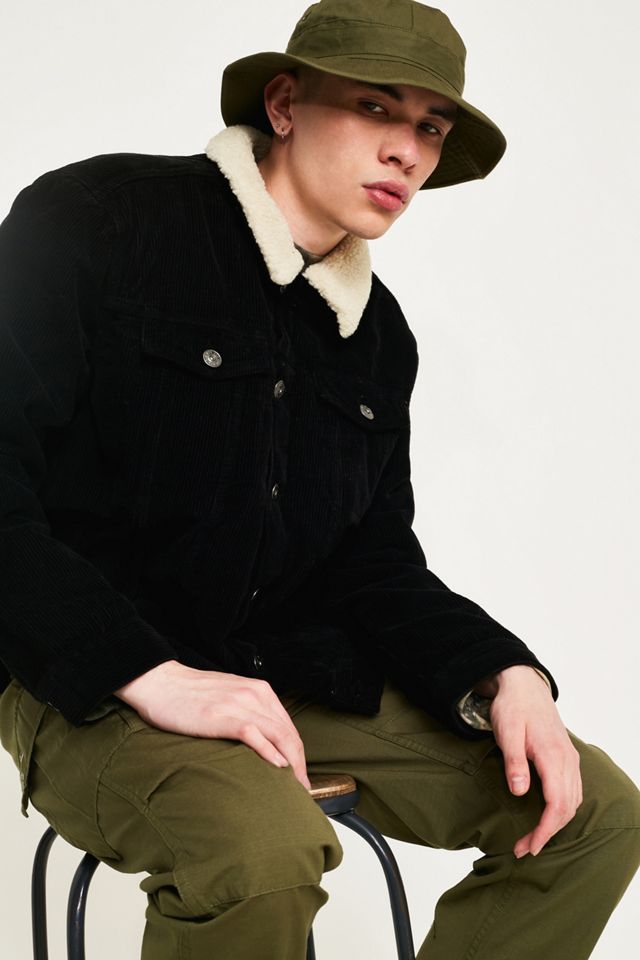 BDG Black Corduroy Sherpa Trucker Jacket #1