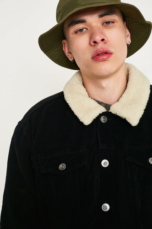 BDG Black Corduroy Sherpa Trucker Jacket #2
