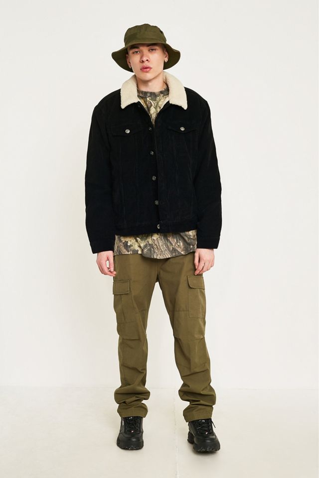 BDG Black Corduroy Sherpa Trucker Jacket #3