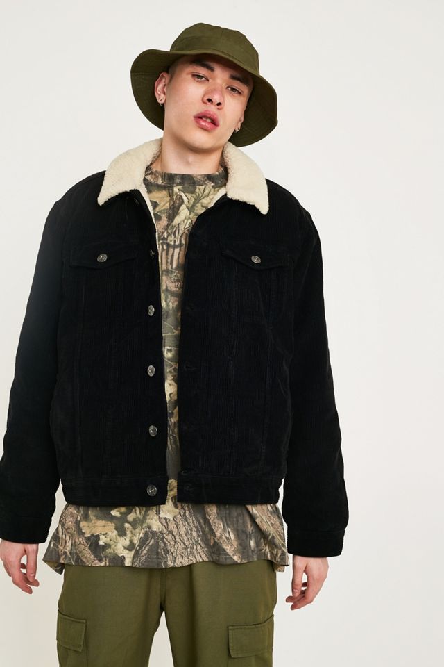 BDG Black Corduroy Sherpa Trucker Jacket #5
