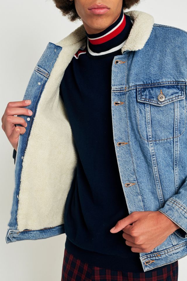 BDG Light Wash Sherpa Denim Trucker Jacket #1