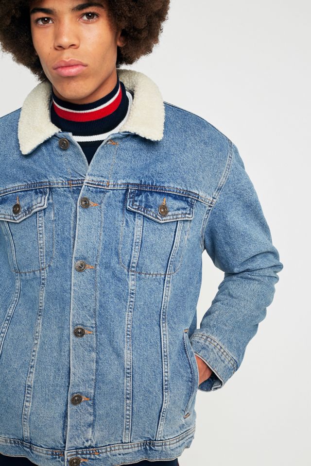 BDG Light Wash Sherpa Denim Trucker Jacket #2