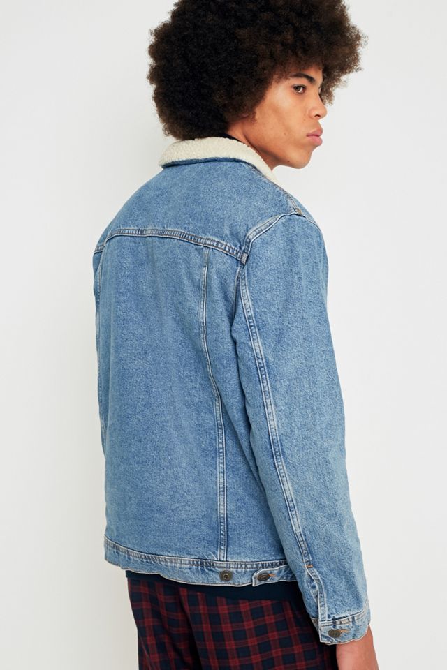 BDG Light Wash Sherpa Denim Trucker Jacket #3