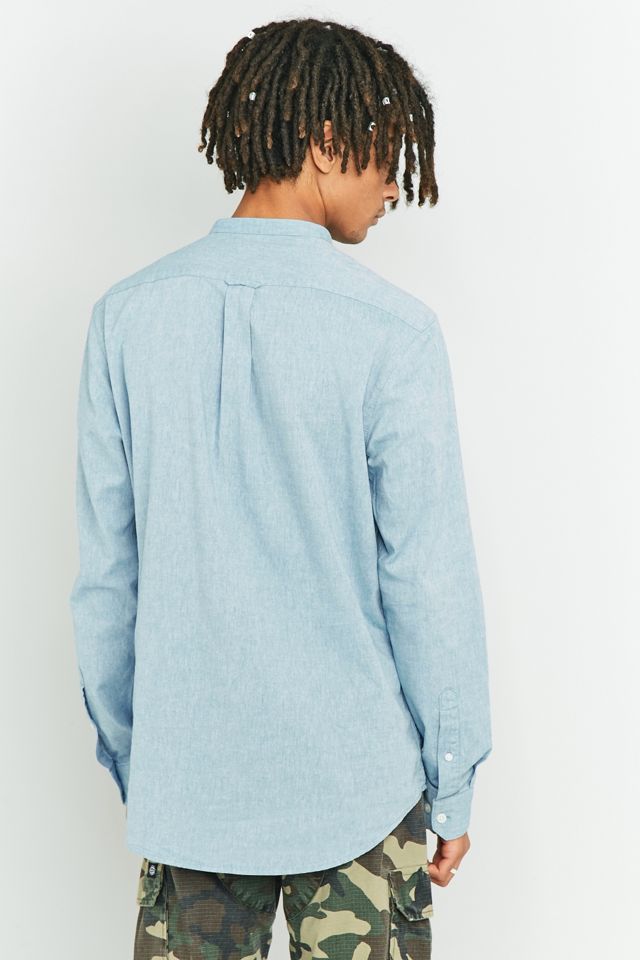Farah Sierra Blue Grandad Collo Manica Lunga Camicia #5