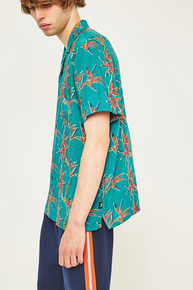 Camisa Stussy Bamboo Teal Rayon #4