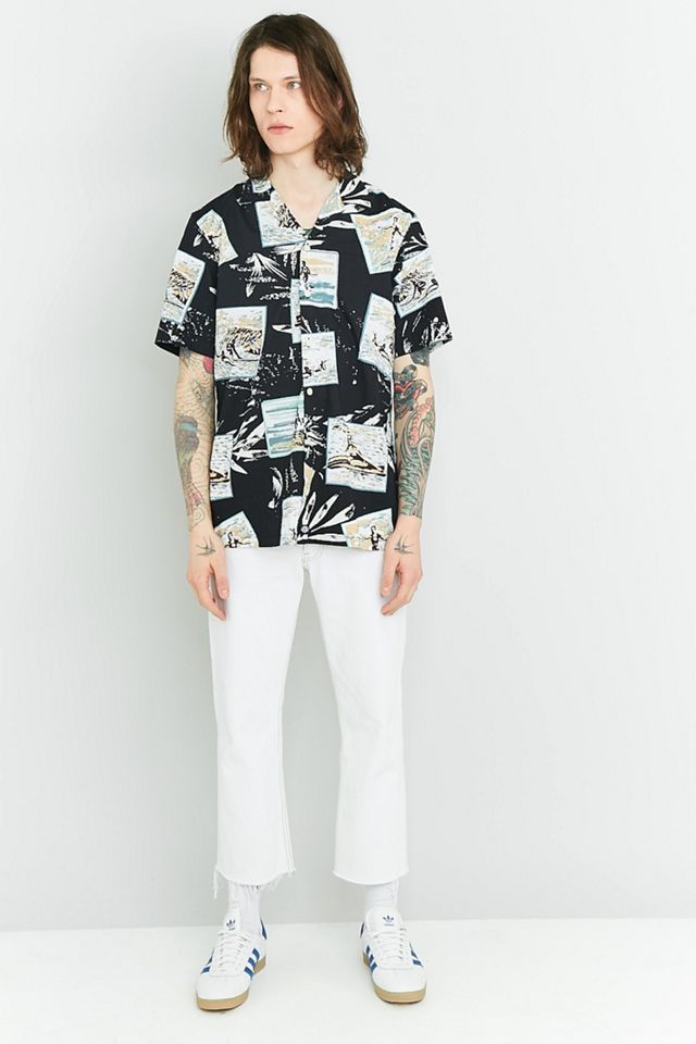 Dickies Postcard Stampa Nero Revere Colletto Camicia #1