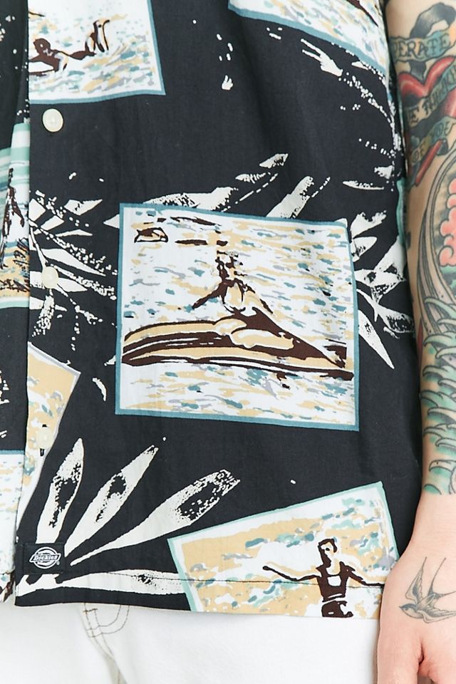Dickies Postcard Stampa Nero Revere Colletto Camicia #2