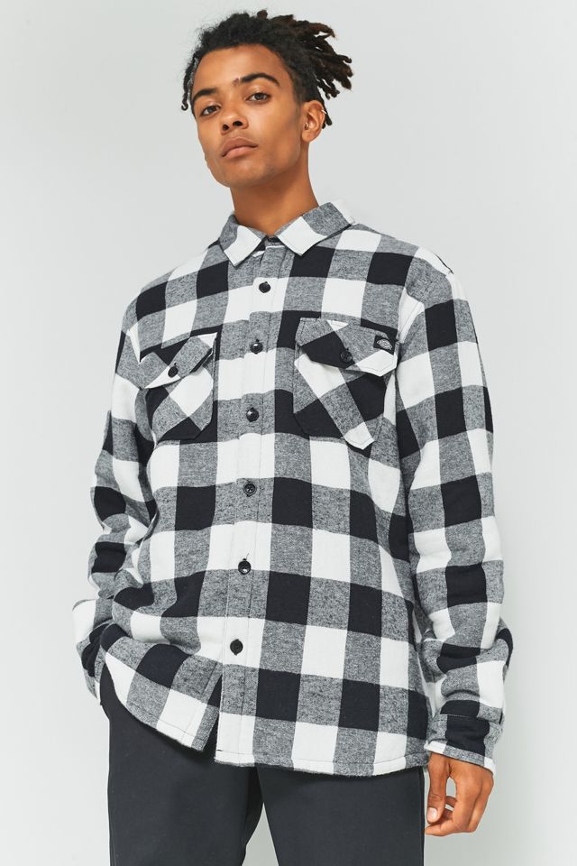 Dickies Lansdale Black Sherpa Long-Sleeve Shirt Urban Outfitters UK