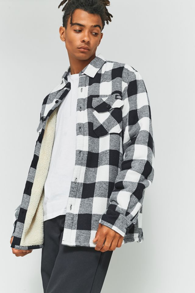 Dickies Lansdale Black Sherpa Long-Sleeve Shirt Urban Outfitters UK