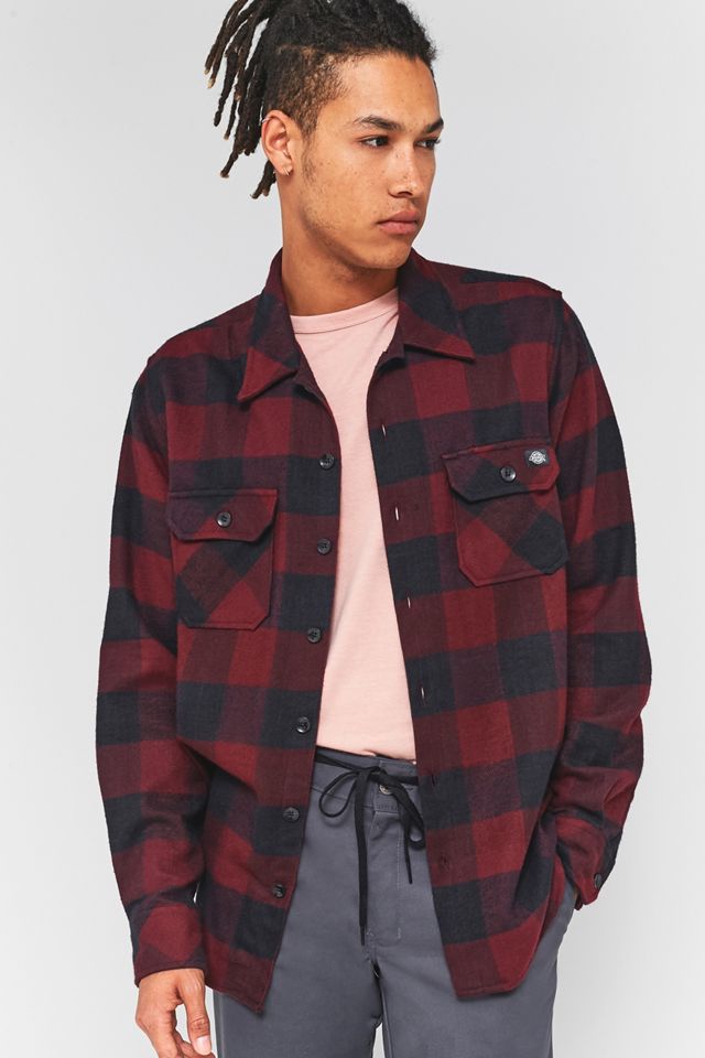 Dickies Sacramento Maroon Check Camicia a maniche lunghe #1