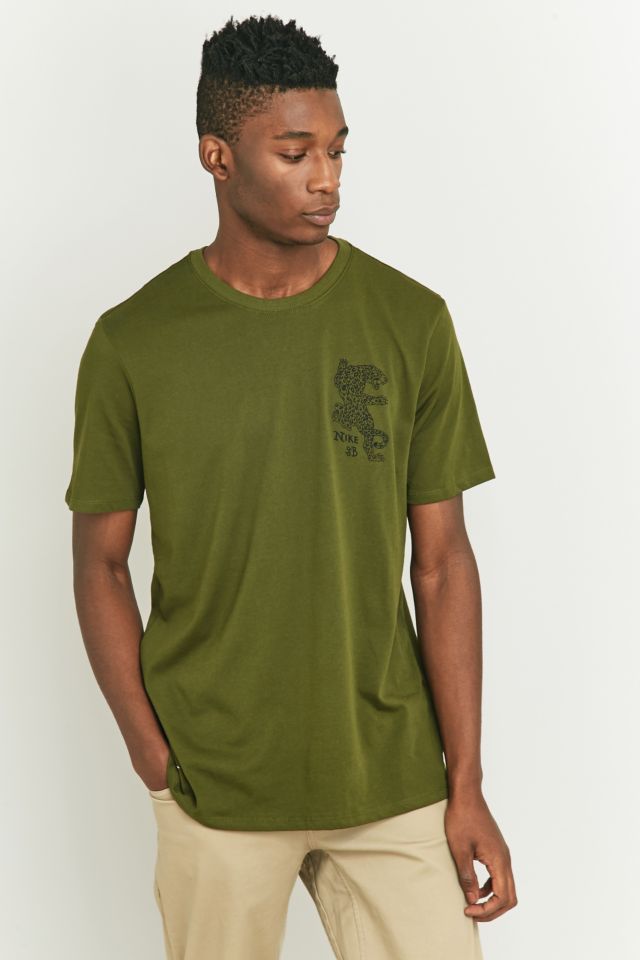 Nike SB Green Dry Leopard T shirt Urban Outfitters UK