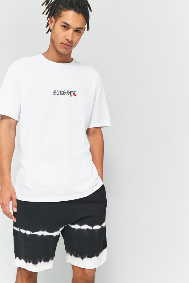 Stussy Cherry Embroidered White T-shirt | Urban Outfitters UK