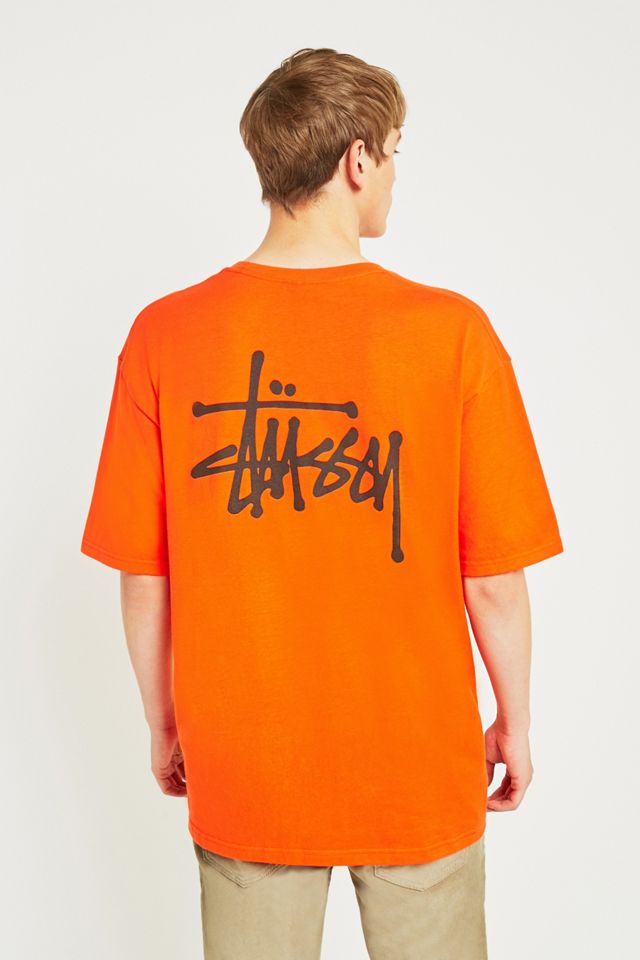 STUSSY BEACH CREW TEE ORANGE Tシャツ M 90s 00s Rare Vintage Men's STUSSY Big Logo Choppers