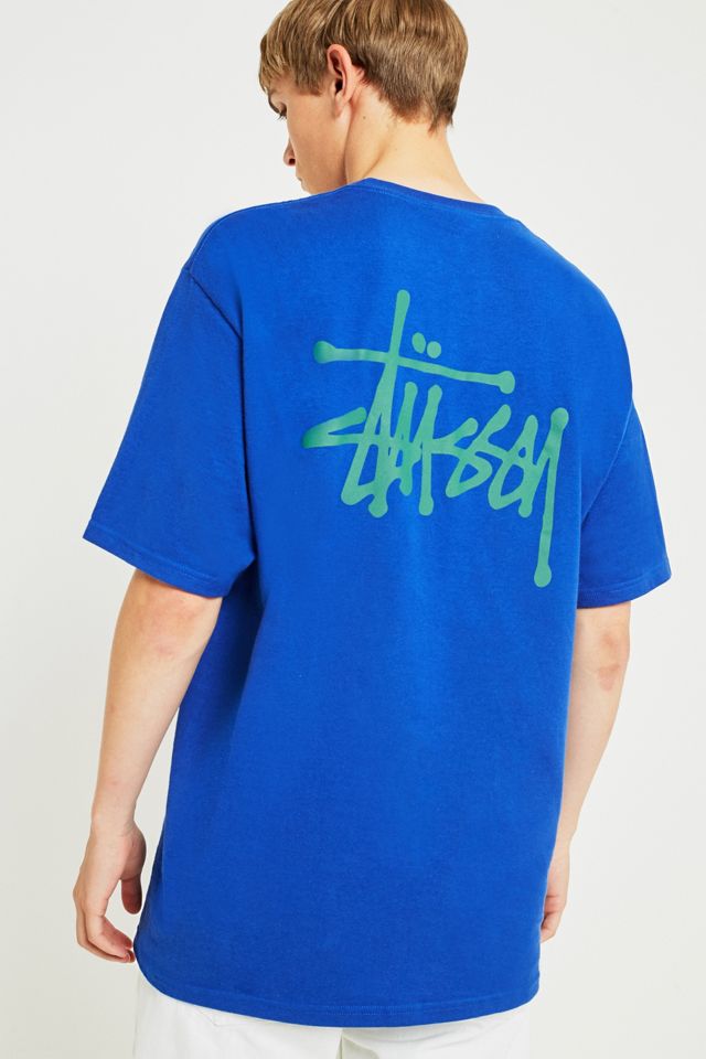 Stussy Basic Logo Camiseta de manga corta azul oscuro #1