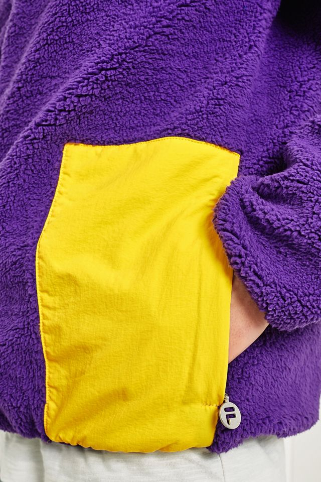 FILA Smithy Purple and Yellow Sherpa Jacket #4