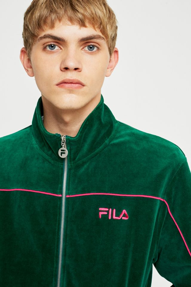 FILA Johnson Forest and Pink Velour Tracksuit Top #1