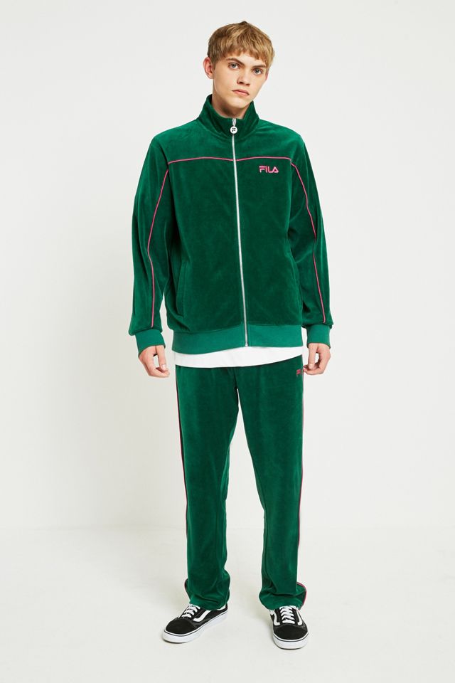 FILA Johnson Forest and Pink Velour Tracksuit Top #3