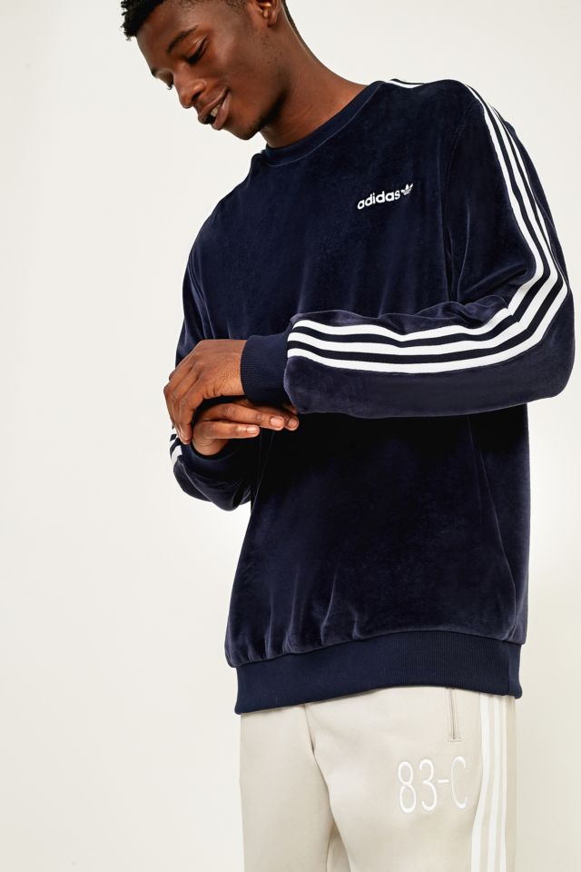 adidas Legend Ink Velour Crewneck Sweatshirt Urban Outfitters UK