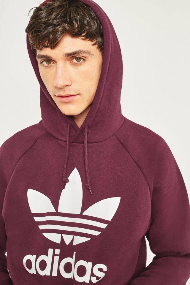 Adidas trefoil hotsell hoodie maroon