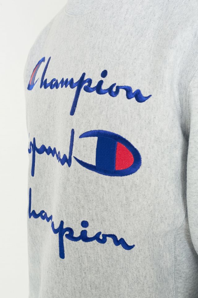 Champion Grey Reverse Weave All Over Logo Crewneck Sweatshirt #5