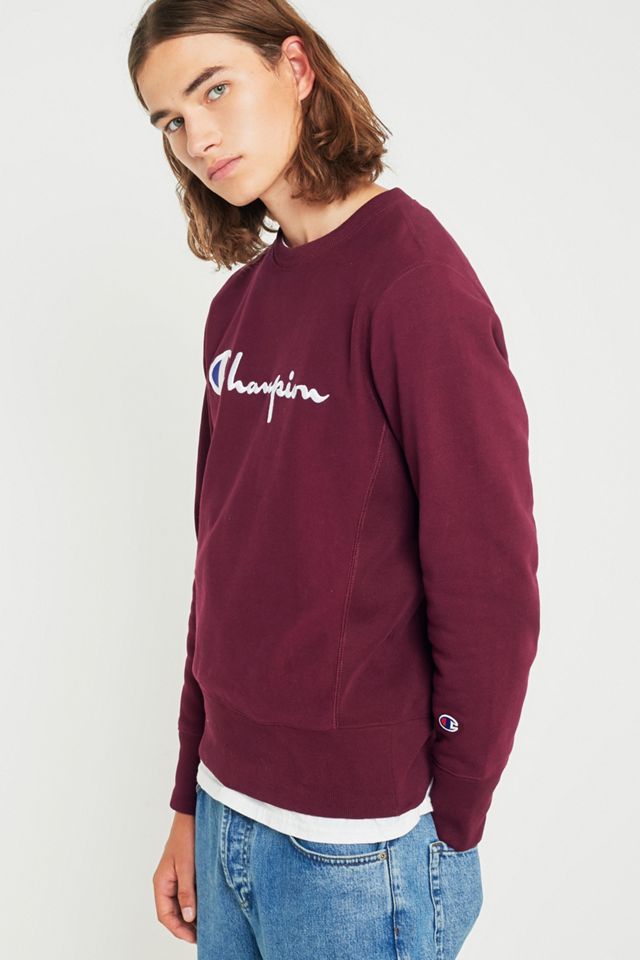 Champion Burgundy Reverse Weave Logo Sweatshirt #1
