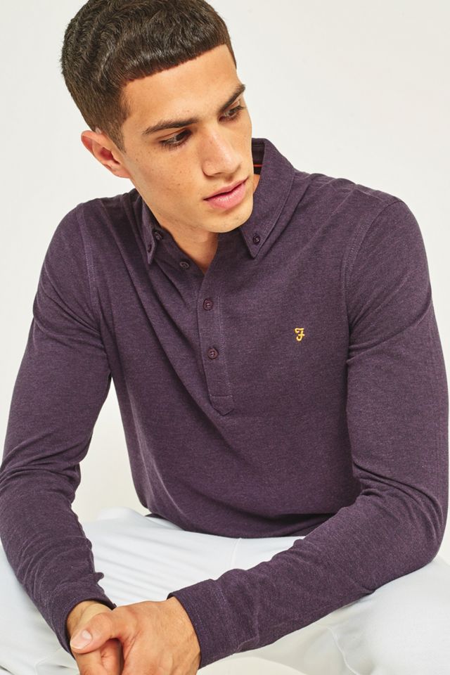 Farah Dameson Purple Long-Sleeve Polo Shirt #1