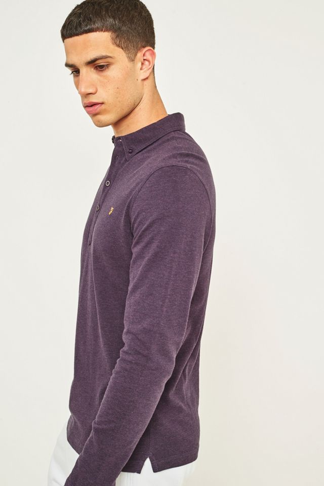 Farah Dameson Purple Long-Sleeve Polo Shirt #2