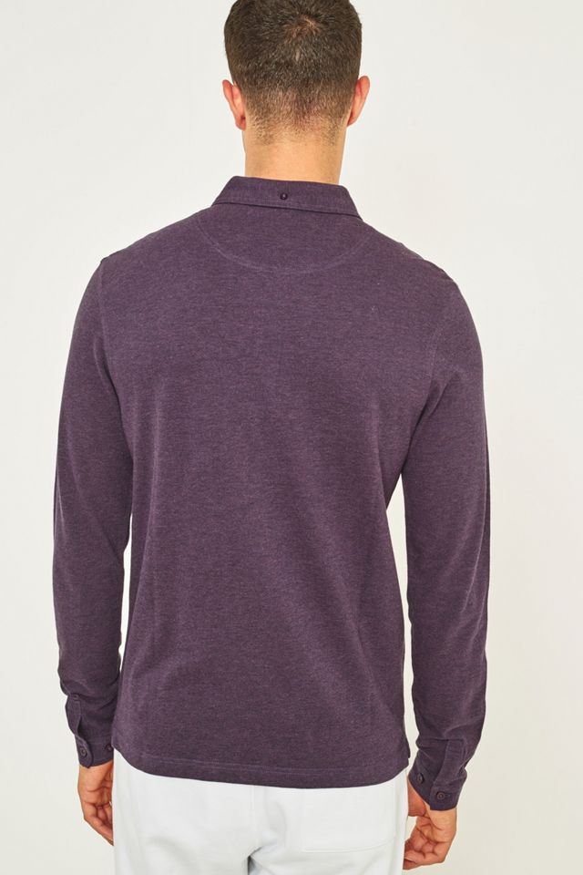 Farah Dameson Purple Long-Sleeve Polo Shirt #3