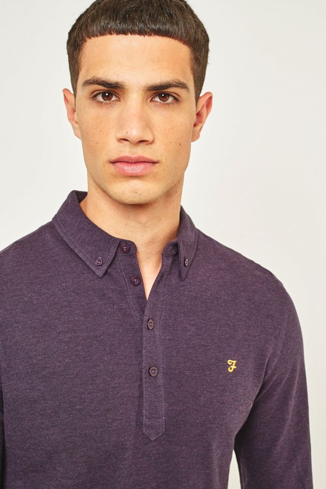 Farah Dameson Purple Long-Sleeve Polo Shirt #5