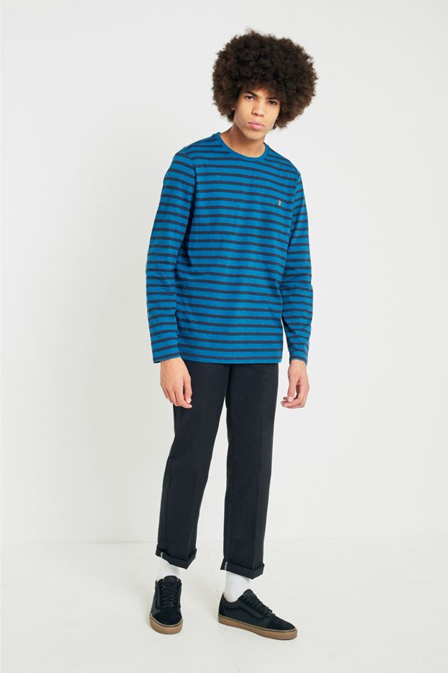 Farah Lennox Atlantic Blue Marl Stripe Camiseta de manga larga #1