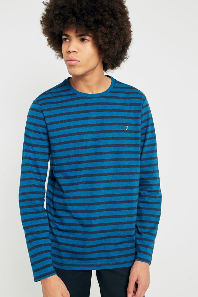 Farah Lennox Atlantic Blue Marl Stripe Camiseta de manga larga #3