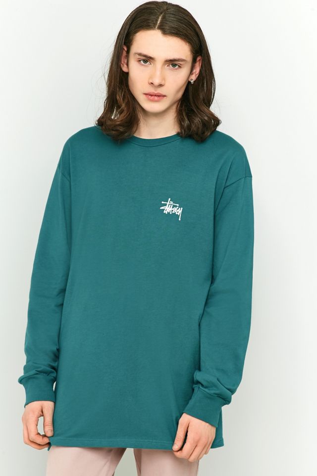 Stussy Original Stock Long-Sleeve Dark Teal T-shirt | Urban