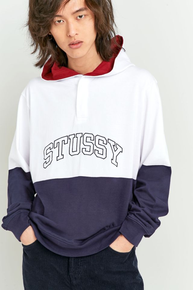 Stussy Navy and White Block Hoodie