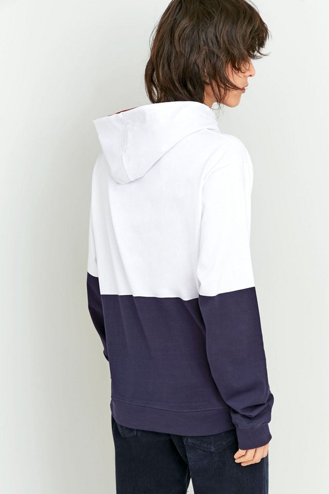 Stussy - Sweat à capuche colour block bleu marine et blanc #3