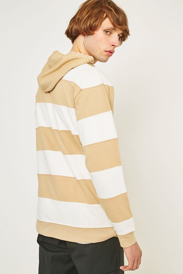 Stussy Khaki Striped Hooded Rugby Sweatshirt #3