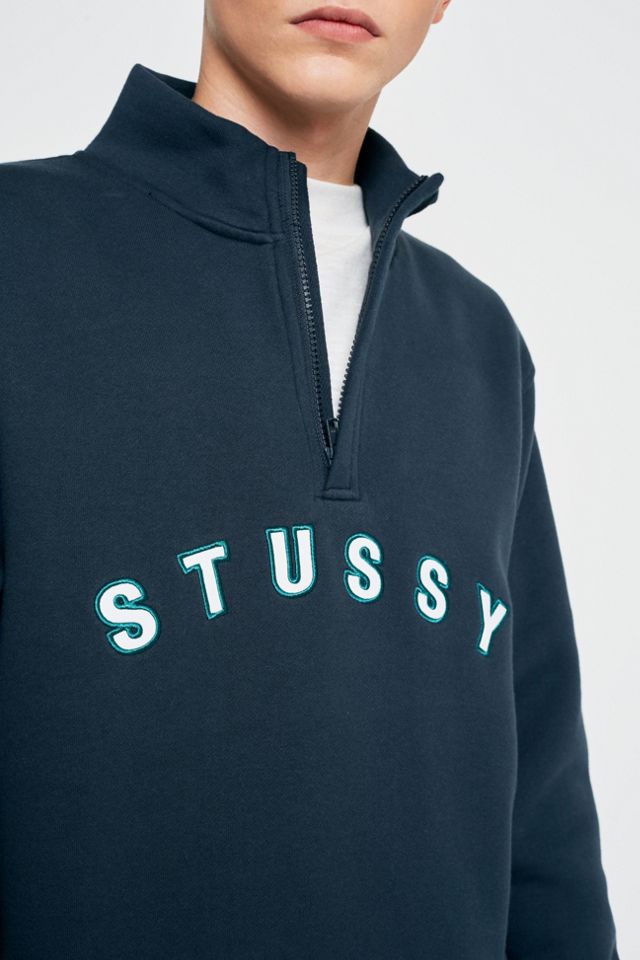 Stussy Embroidered Logo Quarter-Zip Mock Neck Sweatshirt #1
