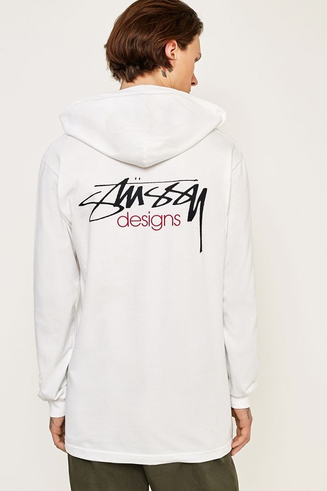 Stussy Designs White Hooded Long-Sleeve T-shirt #1
