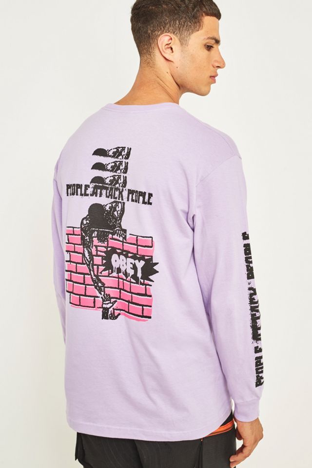 OBEY People Attack Lavender Long-Sleeve T-shirt #3