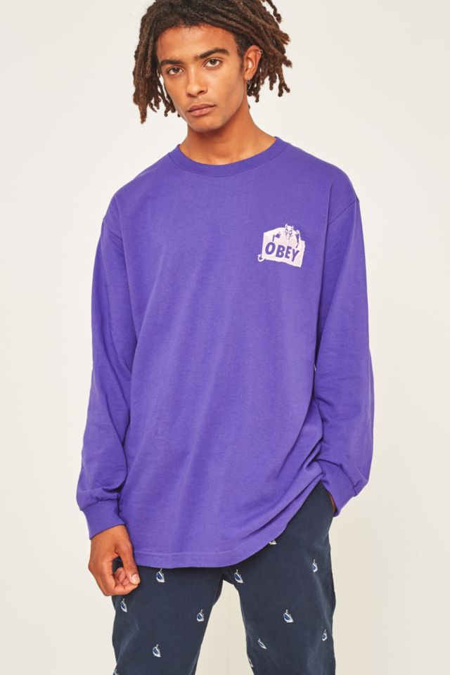 OBEY Devil Purple Long-Sleeve T-shirt | Urban Outfitters UK