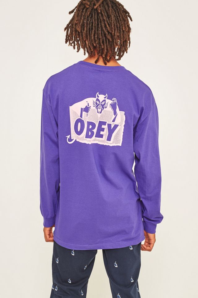 OBEY Devil Purple Long-Sleeve T-shirt #3