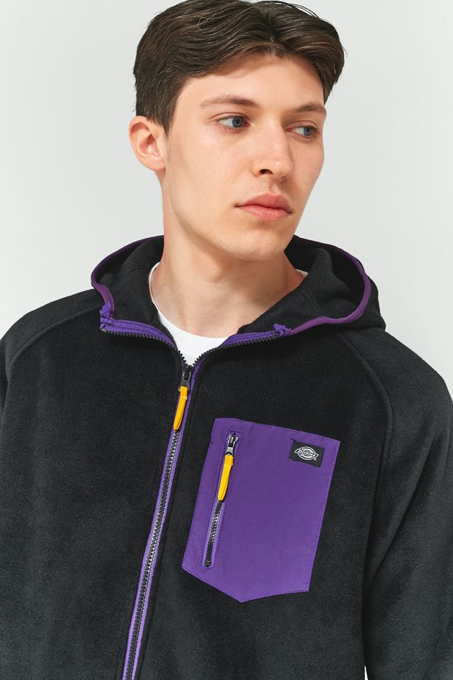 Dickies Edgewood Negro y Púrpura Fleece Zip Sudadera con Capucha #4