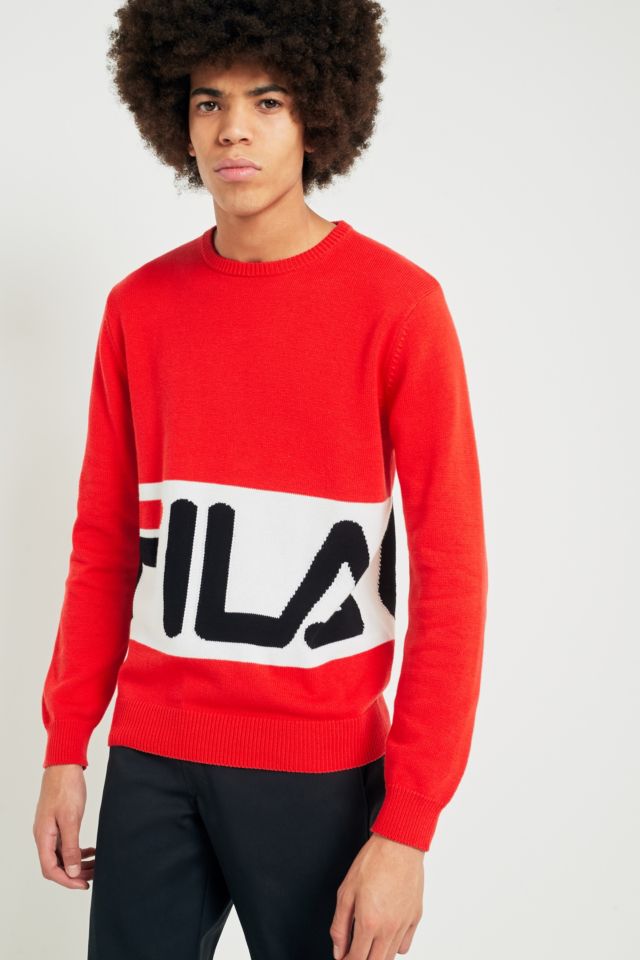 FILA Imrie Red Block Knit Jumper Urban Outfitters UK