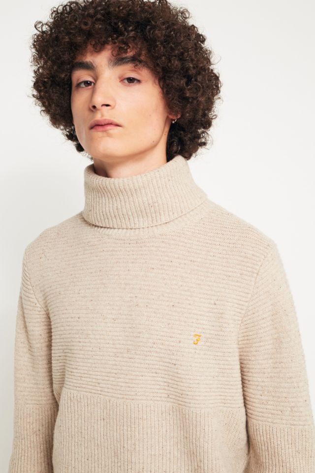 Farah Oatmeal Wool Rollneck Jumper Urban Outfitters UK